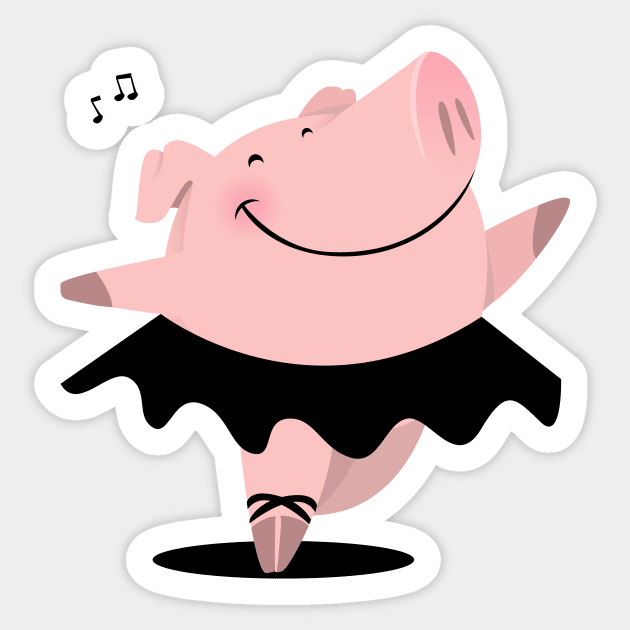 Ballerina Pig Sticker by ilaamen